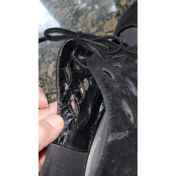 Apostrophe Black Wedge Women's Shoes with Lace-up Detail with Cut-Outs Size 10M - Picture 10 of 14